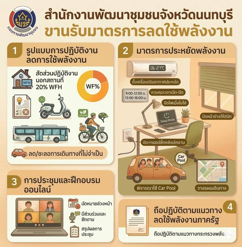 พช.นนทบุรี รวมพลังขับเคลื่อนมาตรการประหยัดพลังงานเข้มข้น รับมือวิกฤตราคาโลก